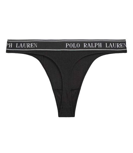 Womens/ladies Polo Cotton Blend Thong Black Ralph Lauren