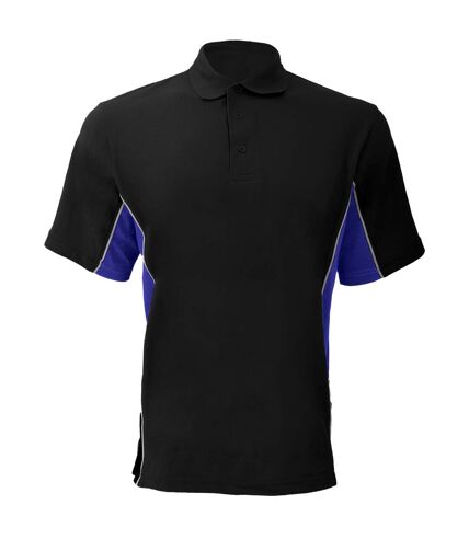 Gamegear® Mens Track Pique Short Sleeve Polo Shirt Top (Black/Royal/White)