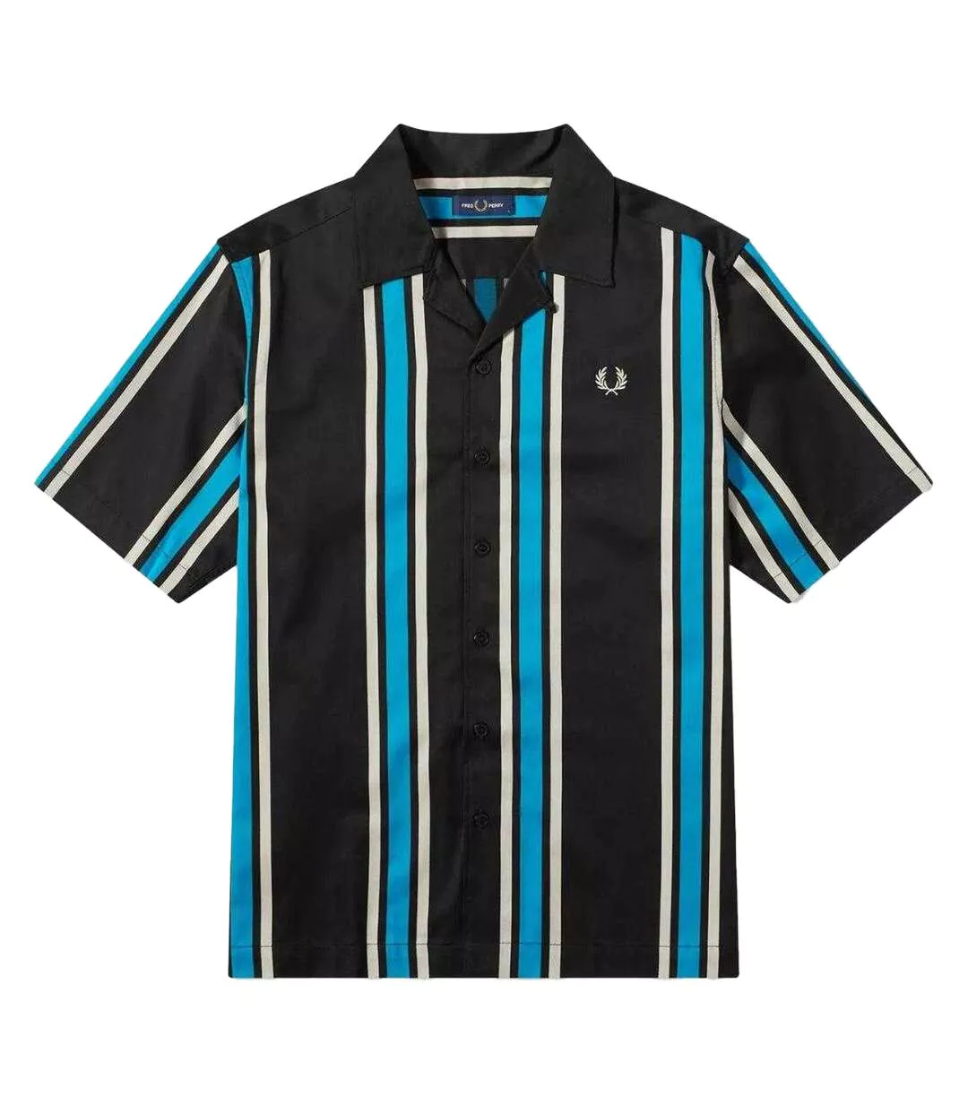 Chemise Motif Rayé Homme Noir Bleu Fred Perry-2