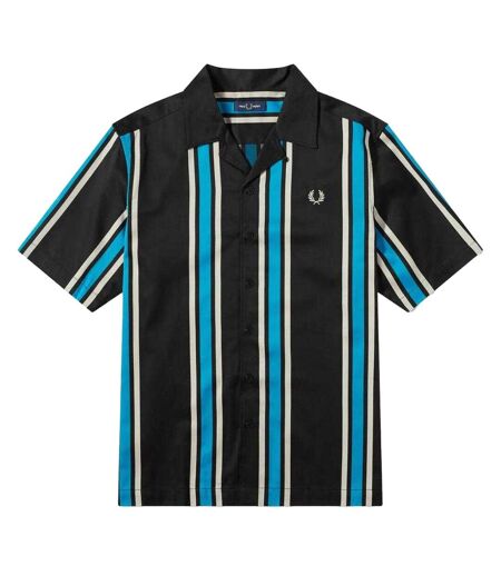 Chemise Motif Rayé Homme Noir Bleu Fred Perry