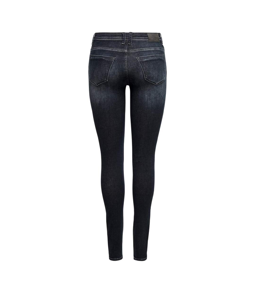 Womens/ladies 5 Pockets Skinny Jeans Black Denim Only-3