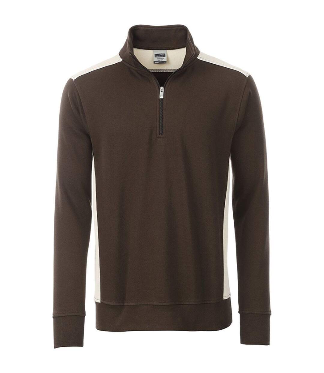 Sweat de travail demi-zip - Unisexe - JN868 - marron