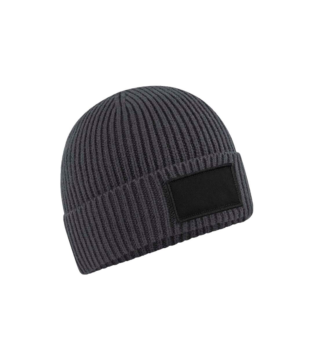 Unisex adult patch beanie black Beechfield-2