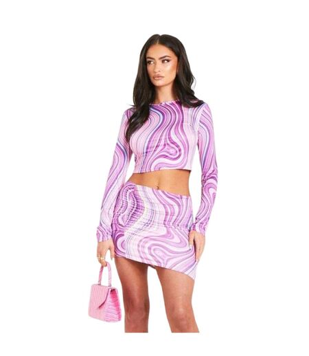 Womens/ladies Ruched Mini Skirt Purple Missy Empire