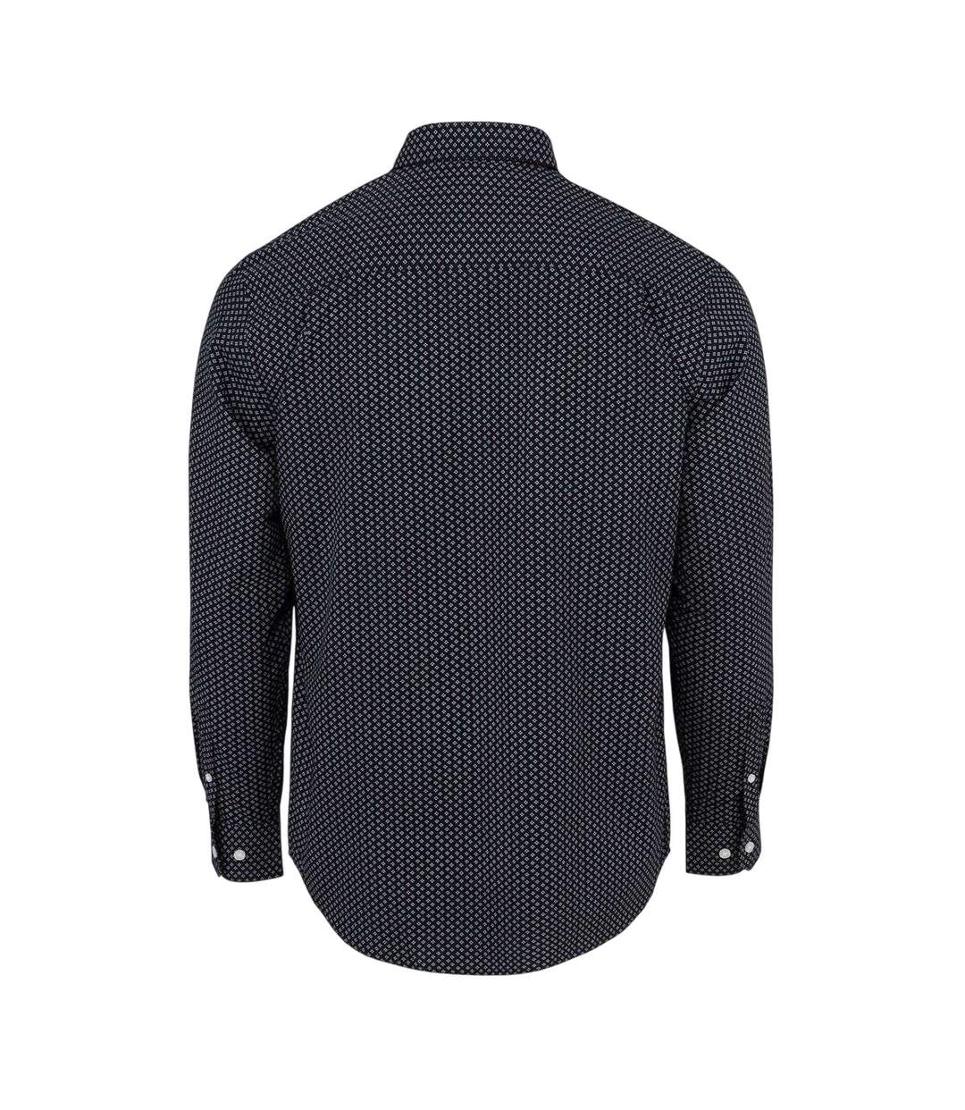 Mens Patterned Poplin Long-sleeved Shirt Black Fabric-2