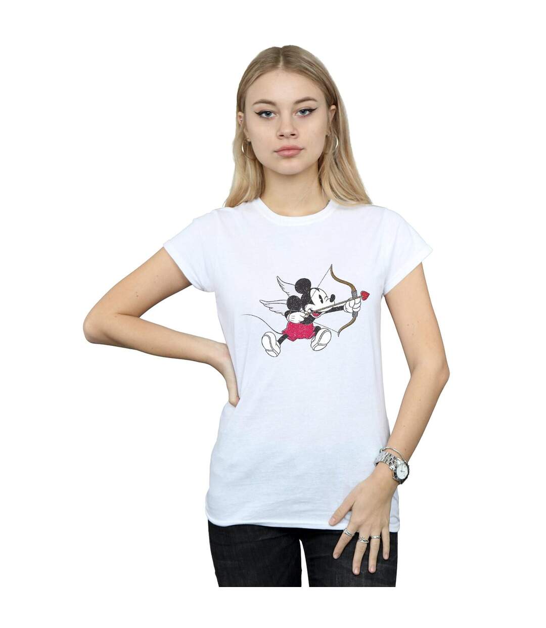 Disney T-shirt en coton Femme/Madame Mickey Mouse Love Cherub (Blanc) - UTBI32323-2
