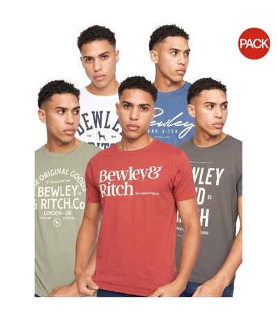 Pack of 5  Mens fevertrees assorted designs t-shirt  orange/sage/white/blue/grey Bewley & Ritch