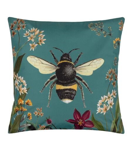 Midnight garden bee outdoor cushion cover 43cm x 43cm teal Wylder