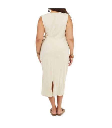 Womens/ladies Sleeveless Midi Dress Stone Brave Soul