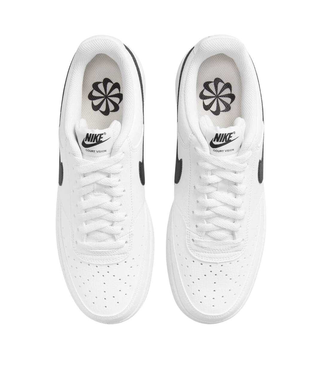 Mens Vision Low Leather Trainers White Black Nike-4