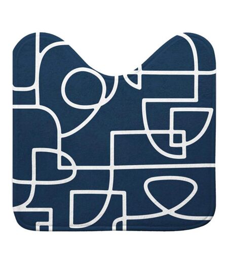 Tapis Contour WC Microfibre Labyrinthe 45x45cm Bleu