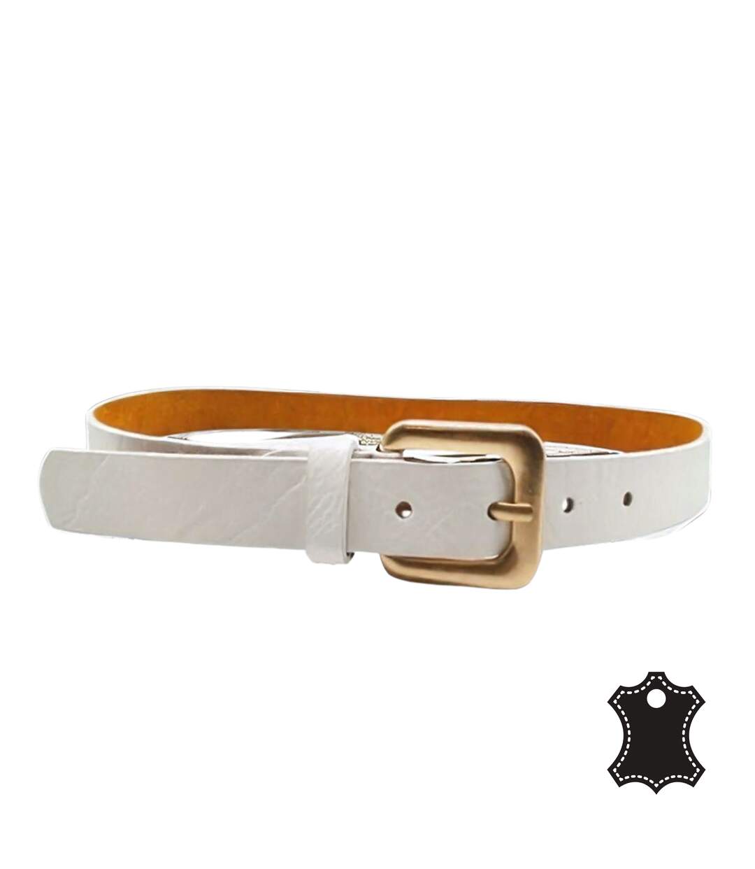 Ceinture fine pour femme. Ceinture synthétique avec croute de cuir vachette - élégance Intemporelle-1