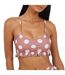 Womens/ladies Polka Dot Scoop Neck Bikini Top Tan White Brave Soul-2