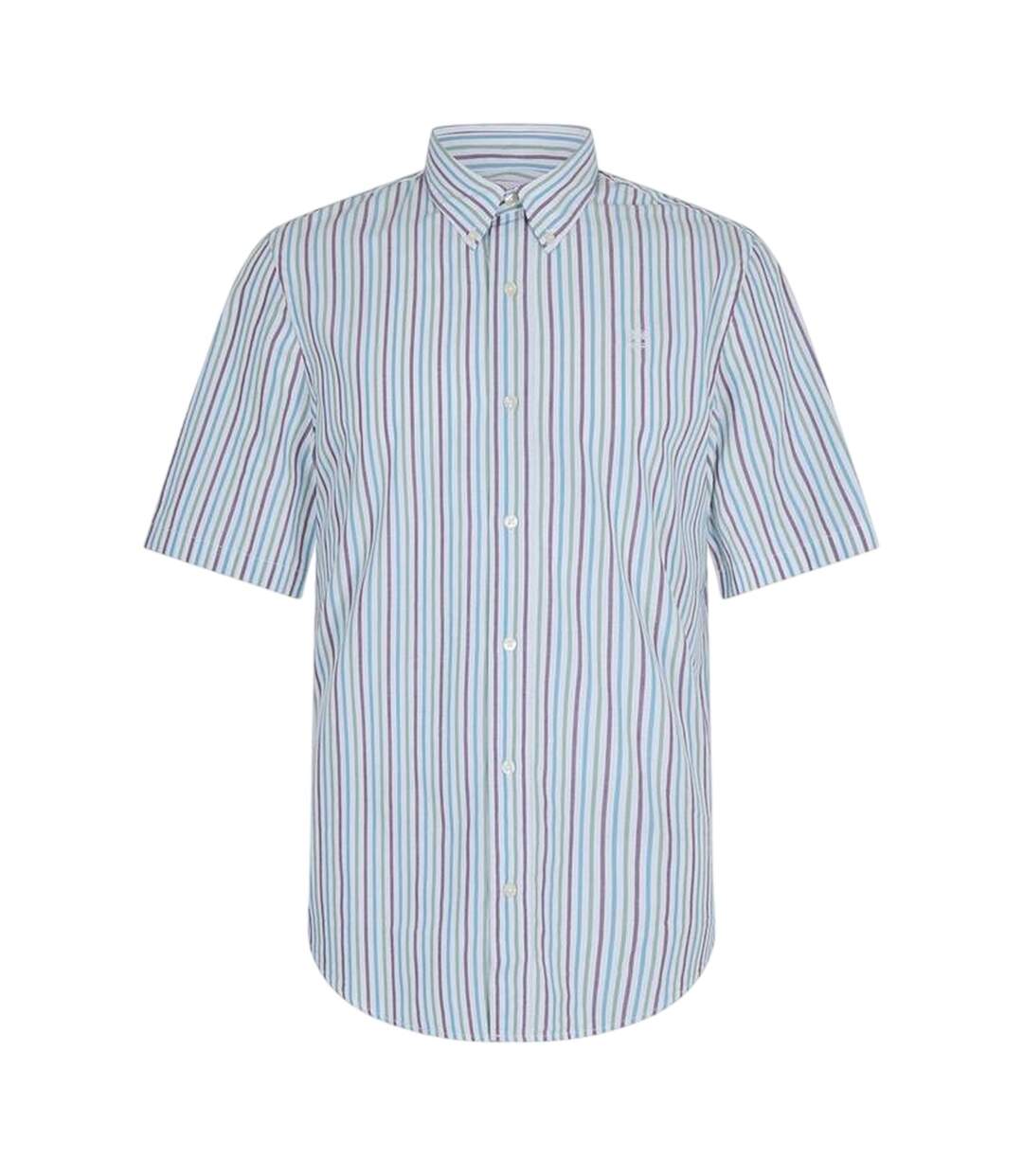 Mens Striped Short-sleeved Button-down Shirt White Timberland-1