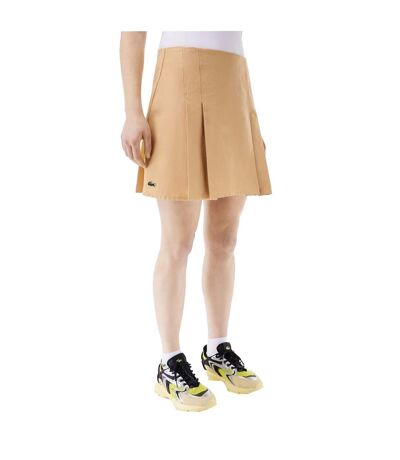 Womens/ladies Short Cotton Pleated Skirt Beige Lacoste