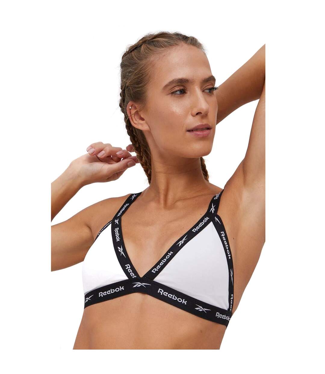Womens/ladies Dotty Triangle Sports Bra White Reebok-1