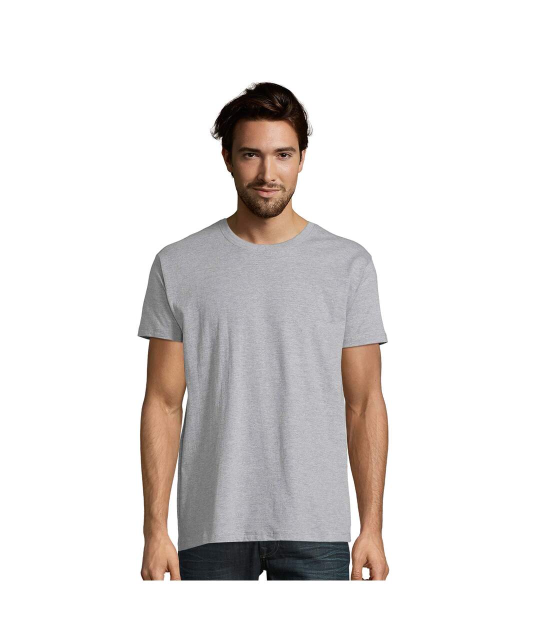 Imperial T-shirt À Manches Courtes Et Coupe Ajustée Homme Gris Marne SOLS-1