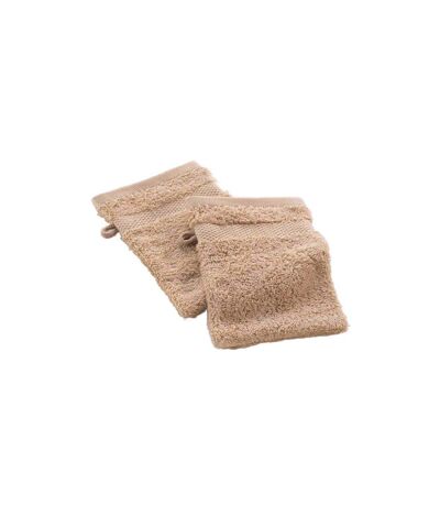 Lot de 2 Gants de Toilette Elegance 15x21cm Noisette