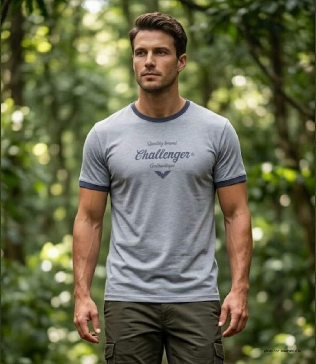 Tee-shirt SAGARO2 Challenger – Le haut uni en coton flammé à détails contrastés pour homme-5
