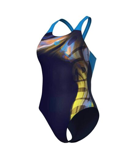 Womens/ladies Dreamhline Abstract One Piece Swimsuit Navy Turquoise Arena