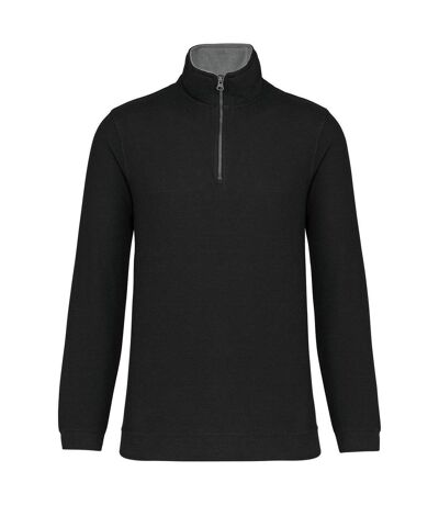 Sweat shirt piqué col zippé - Homme - K206 - noir