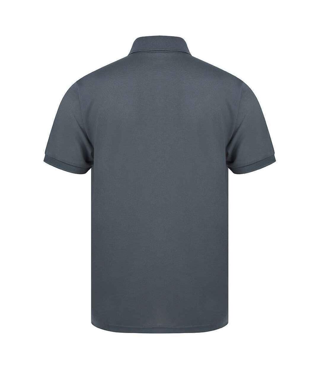 Mens piqu polo shirt charcoal Henbury