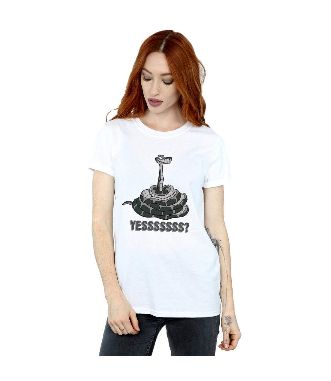 Disney Womens/Ladies The Jungle Book Kaa Yesssss Cotton Boyfriend T-Shirt (Blanc) - UTBI28304-2