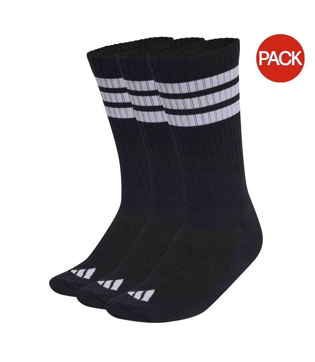 Lot De 3  Chaussettes Motif/style 3 Rayures Adulte Noir Adidas-1