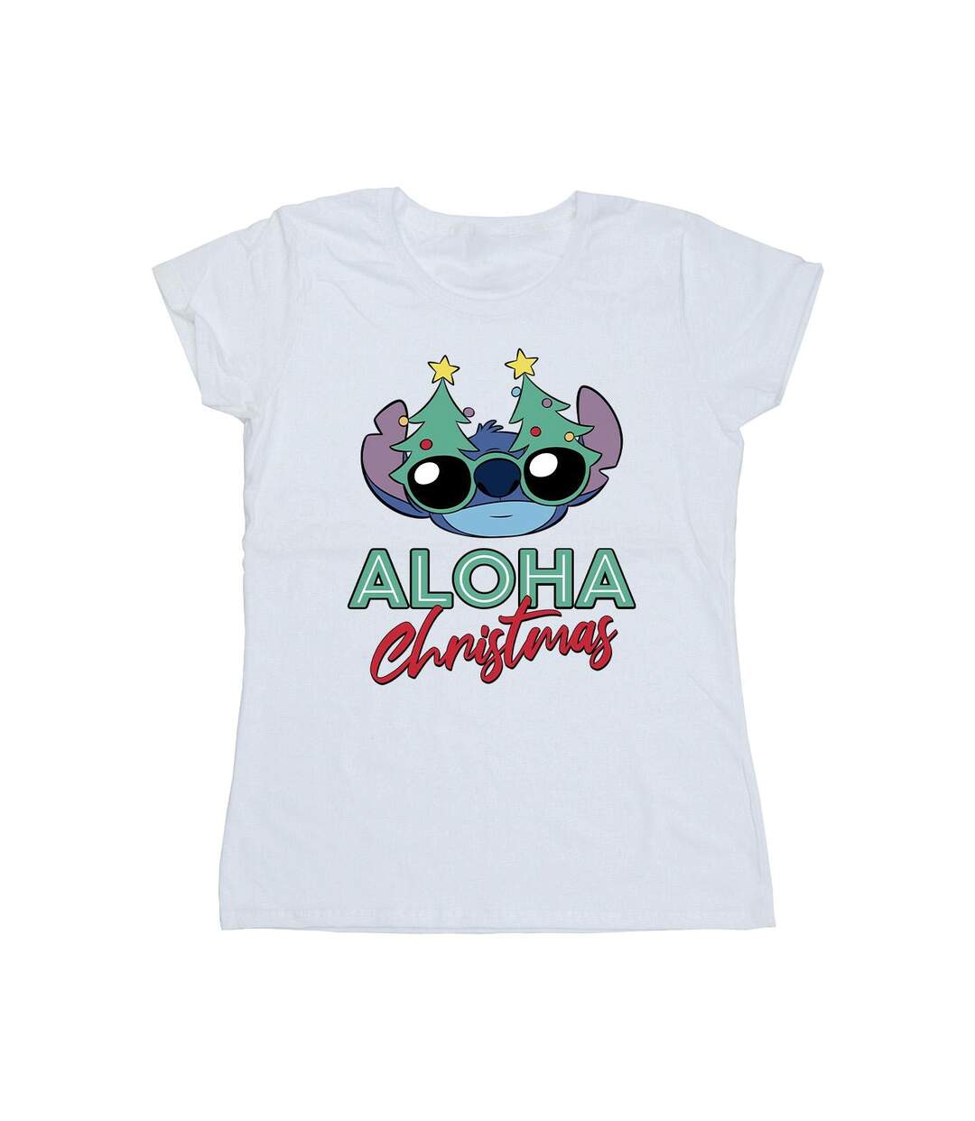 Disney T-shirt en coton Femme/Ladies Lilo And Stitch Christmas Tree Shades (Blanc) - UTBI25633-1