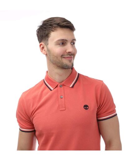 Mens Oyster River Logo Polo Shirt Pink Timberland