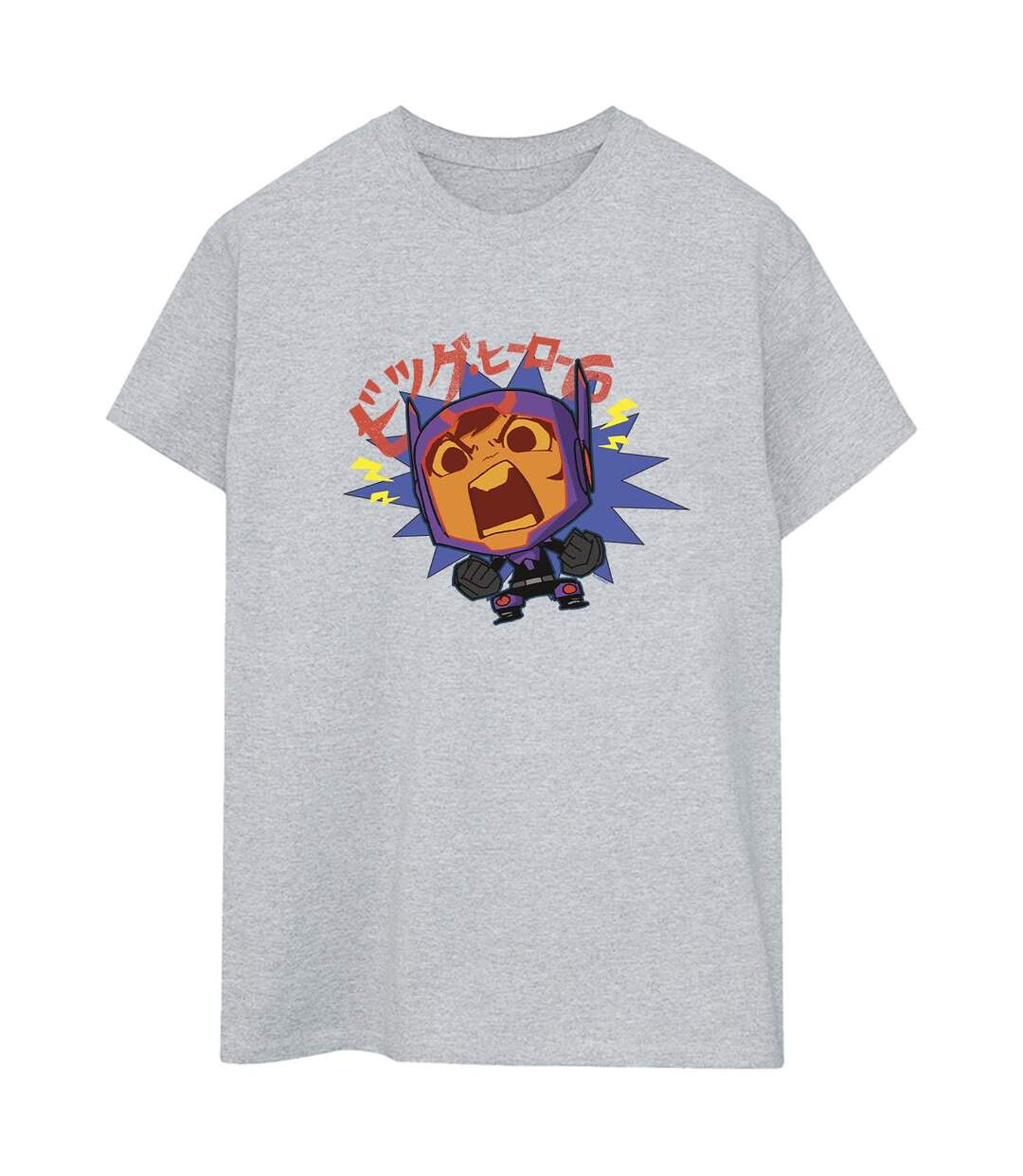 Disney Femme/Les femmes Big Hero 6 Baymax Hiro Angry Manga Cotton Boyfriend T-Shirt (Gris sportif) - UTBI15763-1