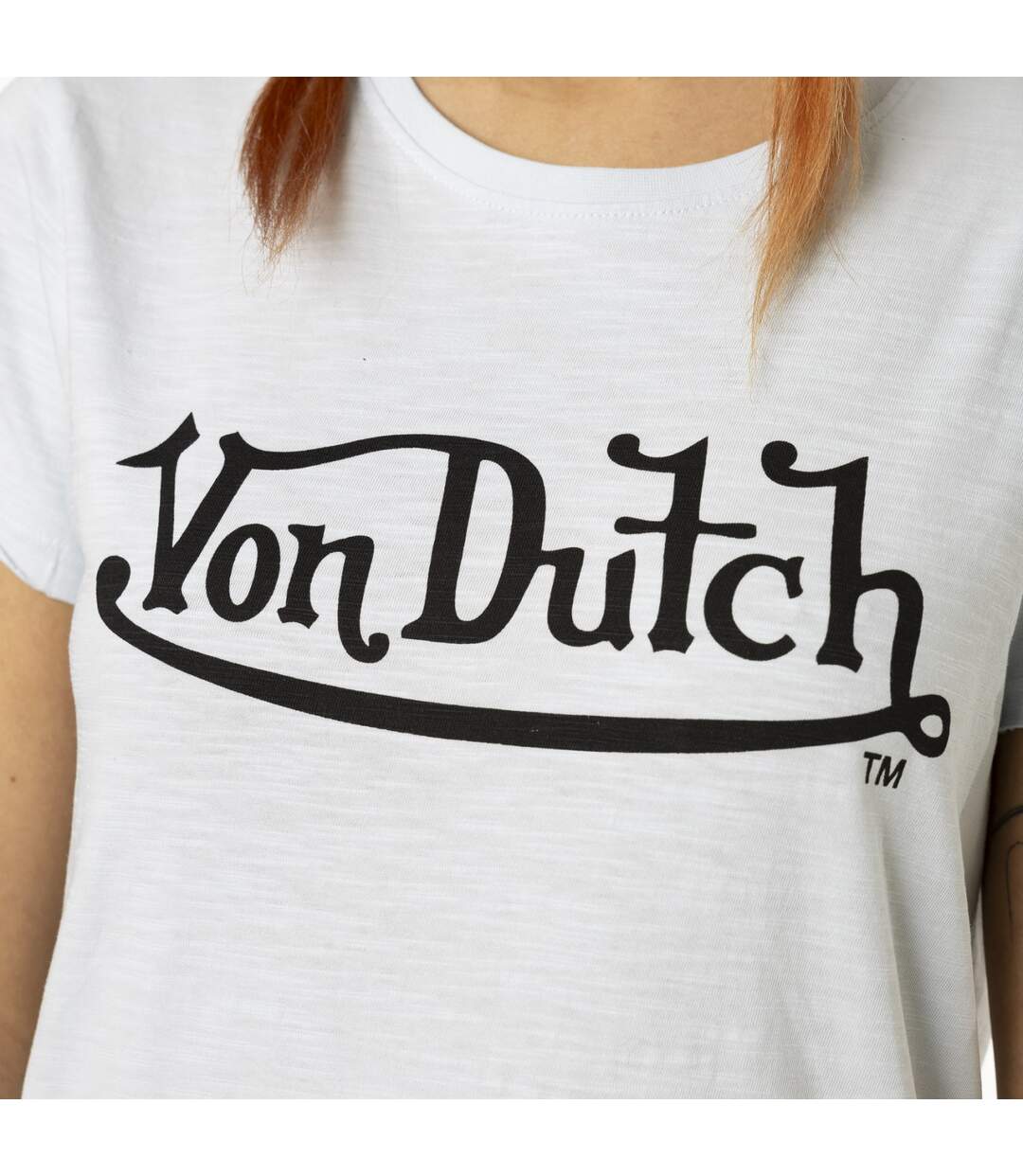 T-shirt femme col rond en slub coton avec print devant Slub Vondutch