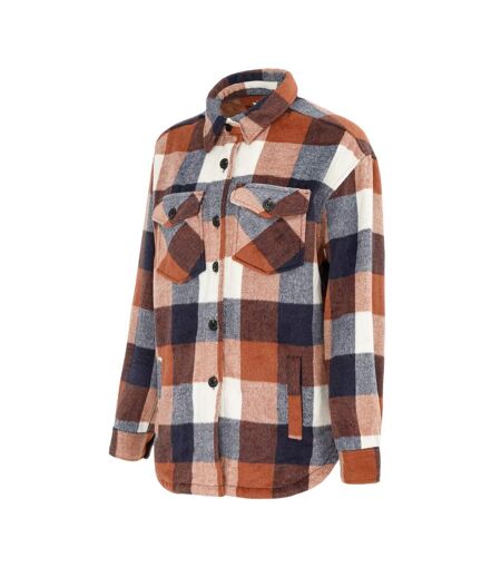 Womens/ladies Plaid Wool Shirt Brown Miso