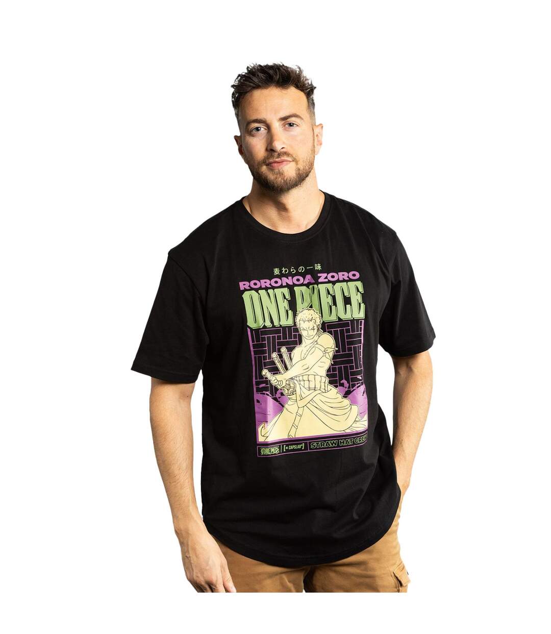T-shirt homme confort fit avec print One Piece Zoro Capslab-1