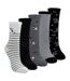 5 Pairs Ladies Dog Patterned Socks - Soft Cotton Rich Fun Dog Design Socks-1