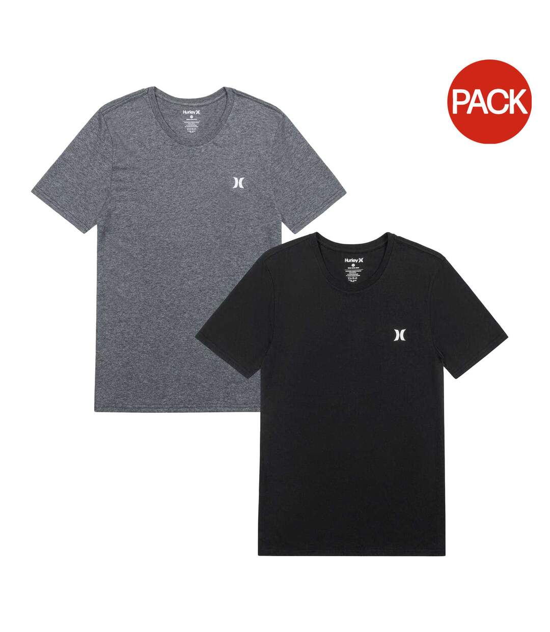 Lot De 2  T-shirts Motif/style Logo Homme Noir Gris Hurley-2