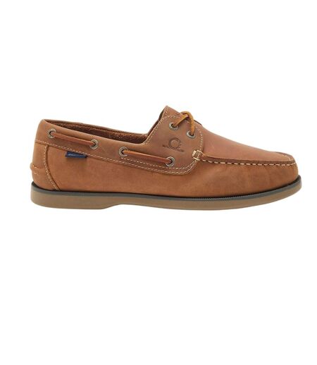 Mens Leather Stitch Detail Boat Shoes Tan Chatham