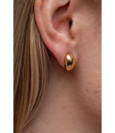 Silver Gold Solid Oval Half Ball Irregular Everyday Geometric Studs Earrings