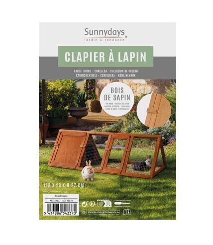 Clapier pour lapin et cochon d'inde en bois naturel