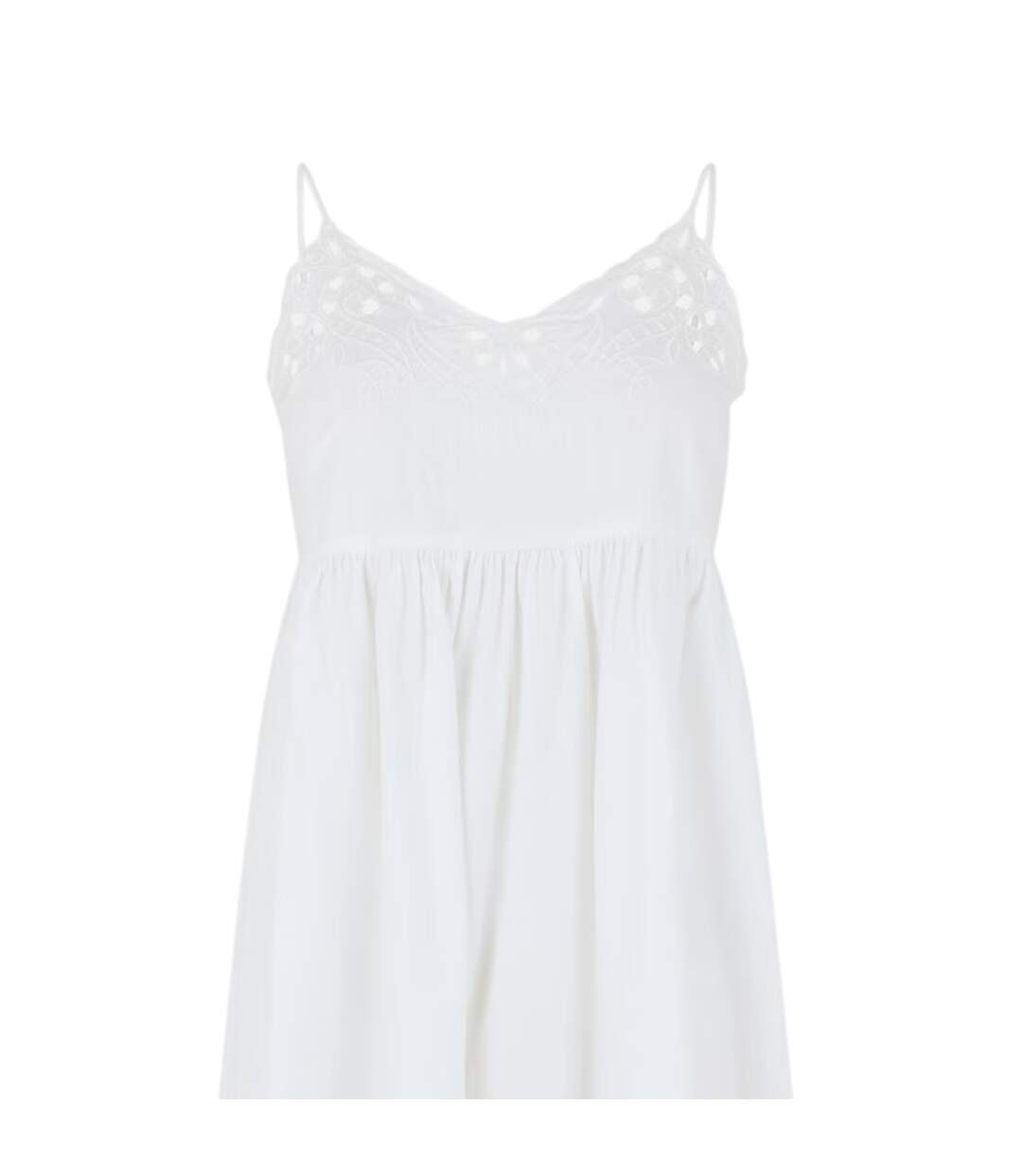 Robe Mi-longue Bretelles Fines Motif/style Broderie Femme Blanc Neige Vero Moda-3