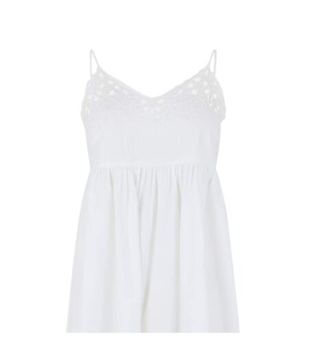 Robe Mi-longue Bretelles Fines Motif/style Broderie Femme Blanc Neige Vero Moda
