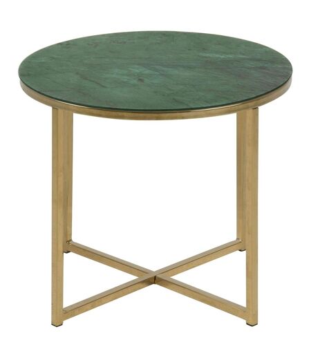Table d’appoint ronde en verre et métal - Vert
