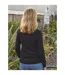Womens/ladies Lambswool Polo Neck Jumper Black WoolOvers-2