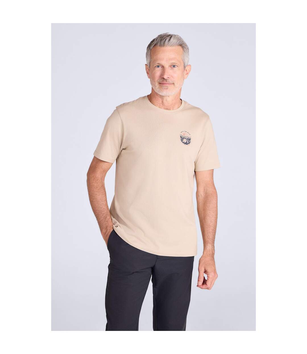 Mens Adventure Awaits T-shirt Beige Mountain Warehouse-1