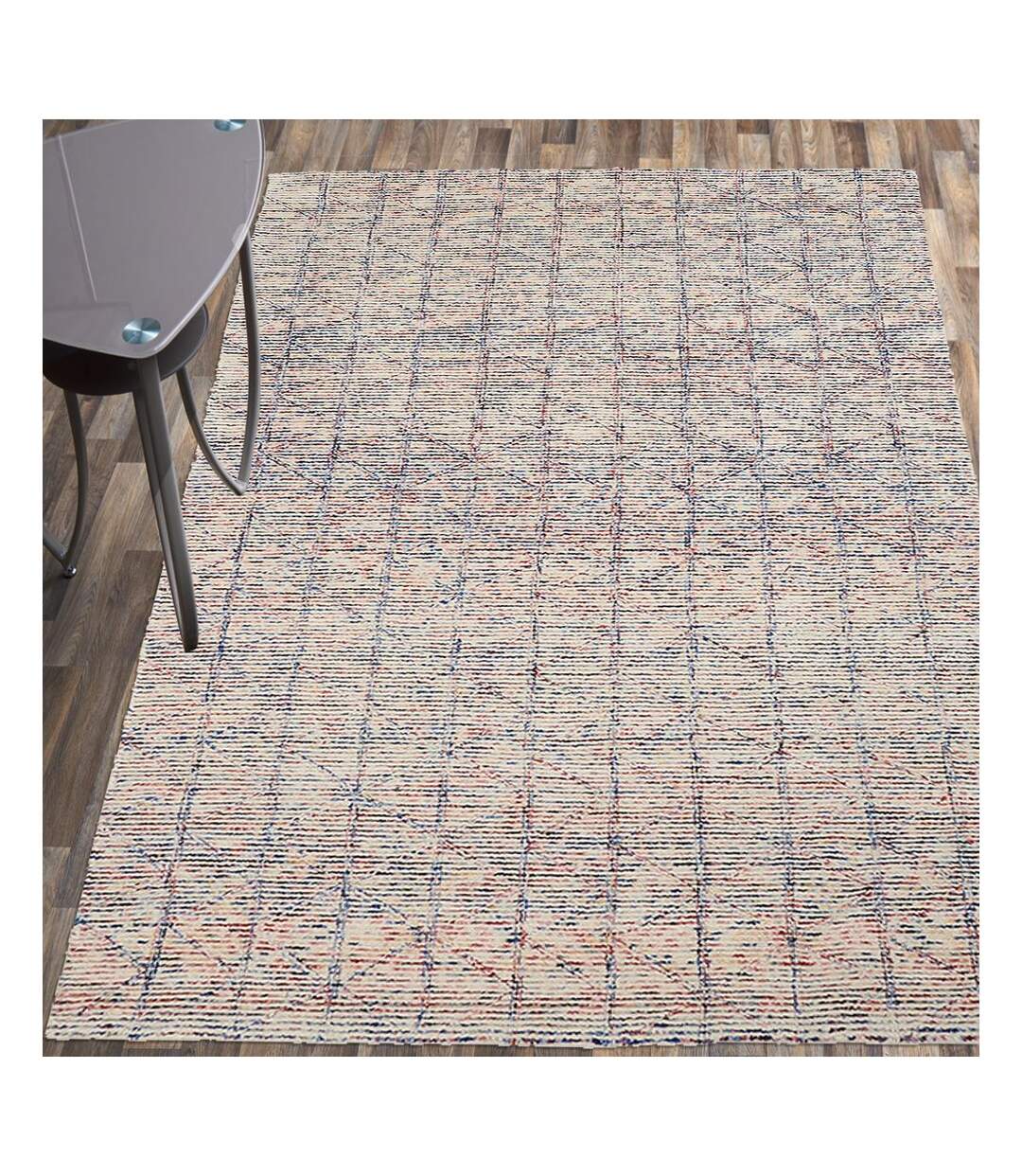 Tapis salon et chambre fait à la main en laine motif faux uni BERNES-2