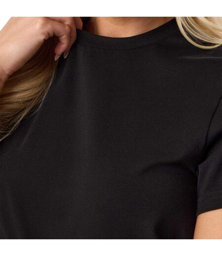 Womens/ladies Victory Capped Sleeved Crop T-shirt Black Gym King