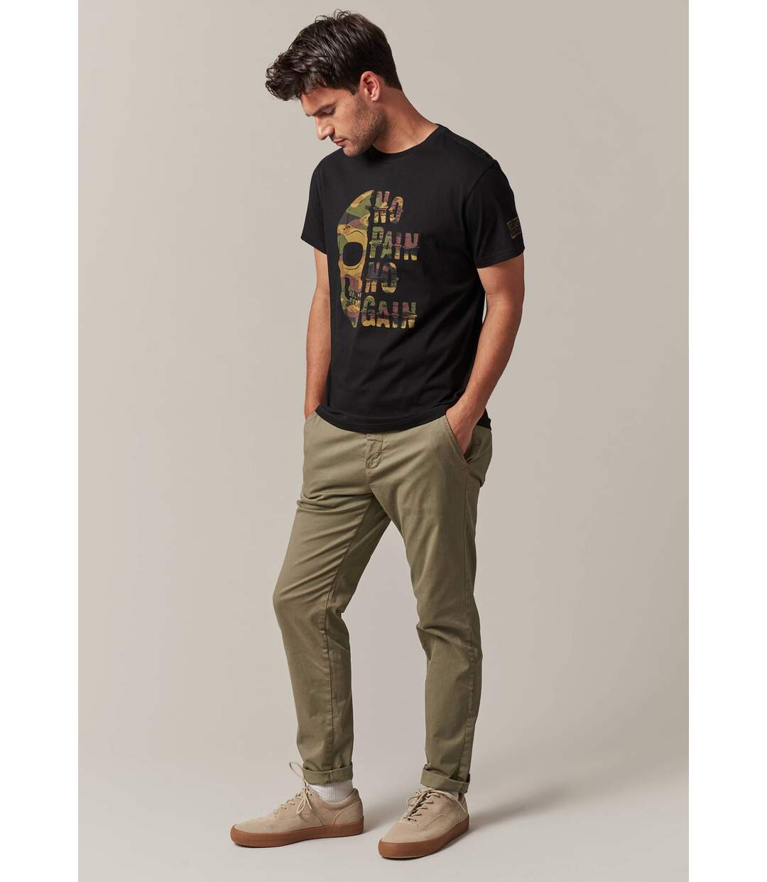 T-Shirt col rond avec tête de mort motif camouflage CONNOR-3