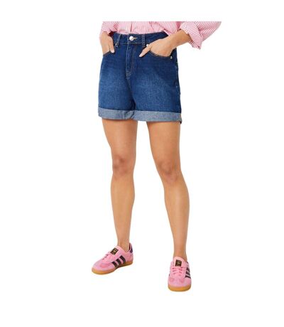 Womens/ladies fold up petite mom shorts indigo Dorothy Perkins