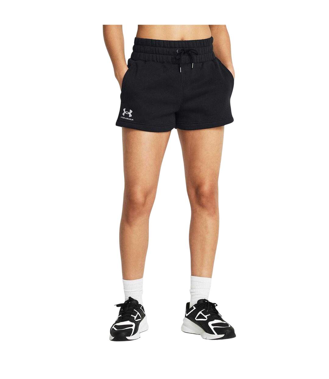 Womens/ladies Fleece Icon Boxer Shorts Black Under Armour-3
