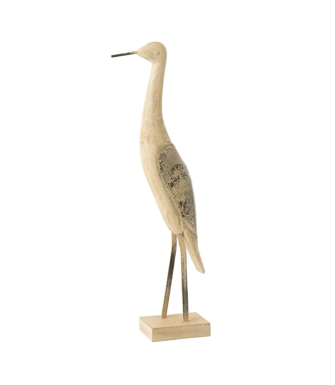 Statue Déco Oiseau en Bois Denny 62cm Naturel-1